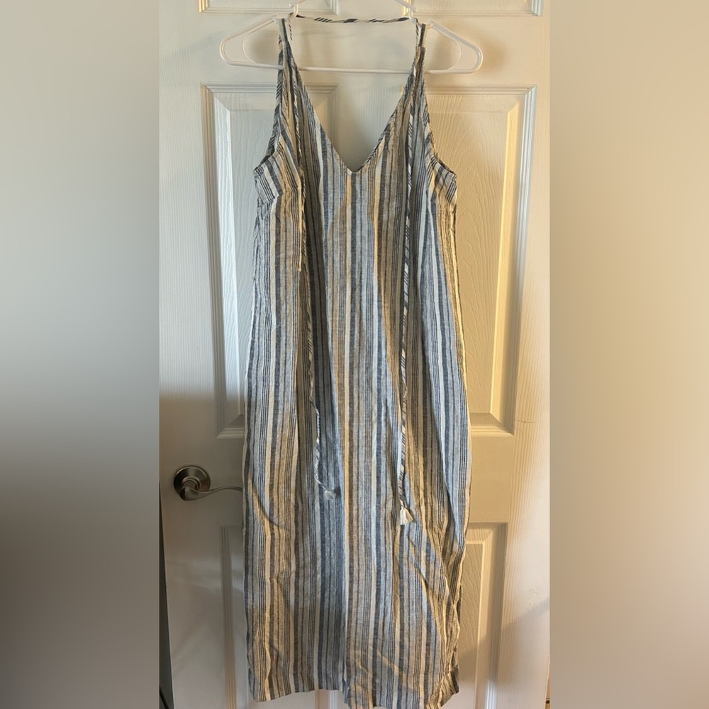 Ann Taylor striped linen midi dress